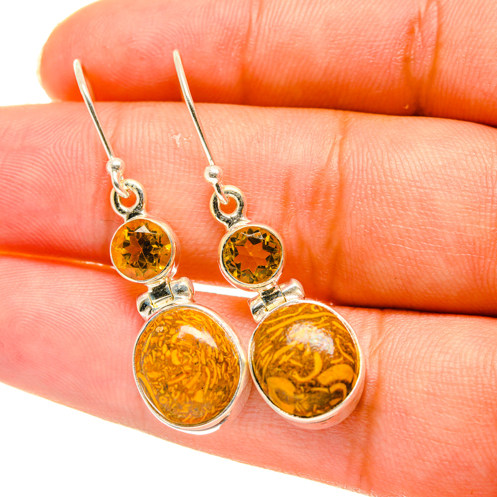Coquina Jasper, Citrine Earrings handcrafted by Anasilvercos - EARR417760