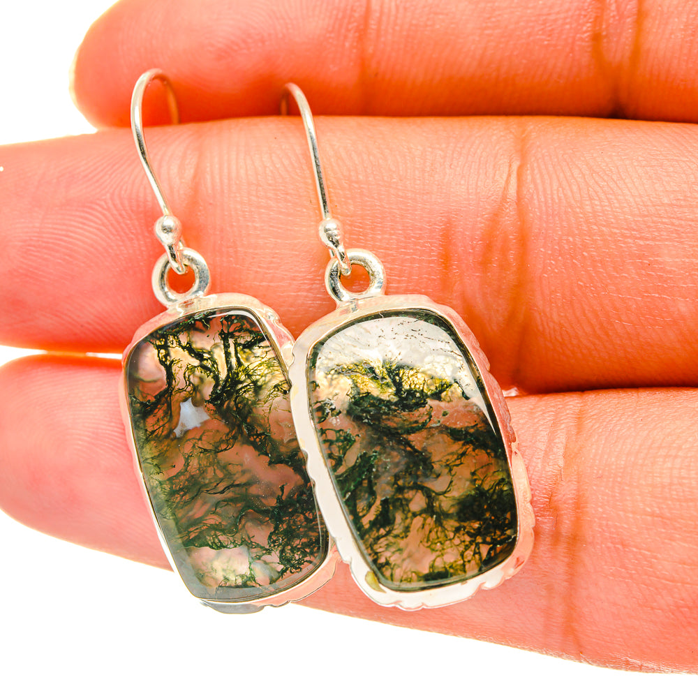 Green Moss Agate Earrings handcrafted by Anasilvercos - EARR417770