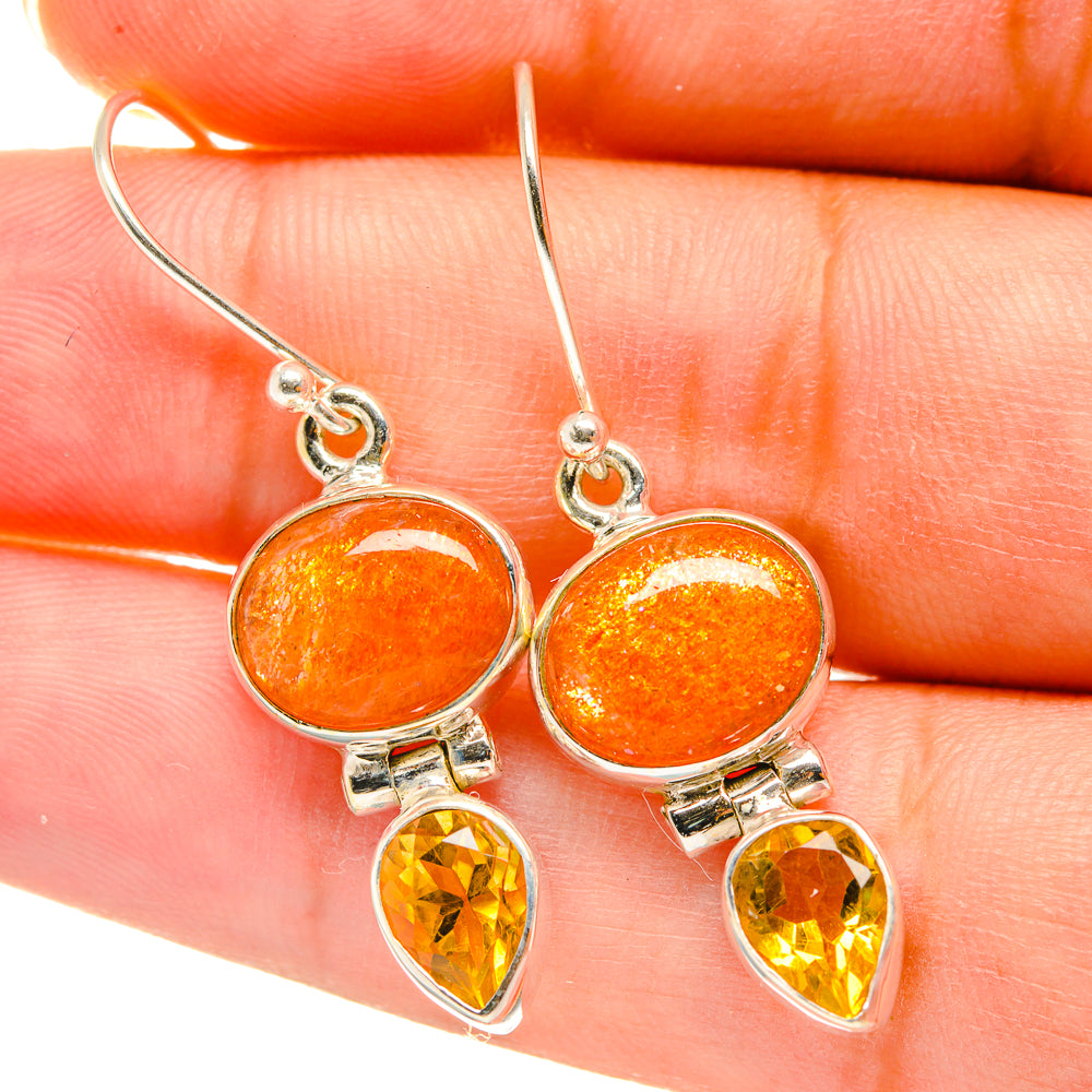 Sunstone Earrings handcrafted by Anasilvercos - EARR417793