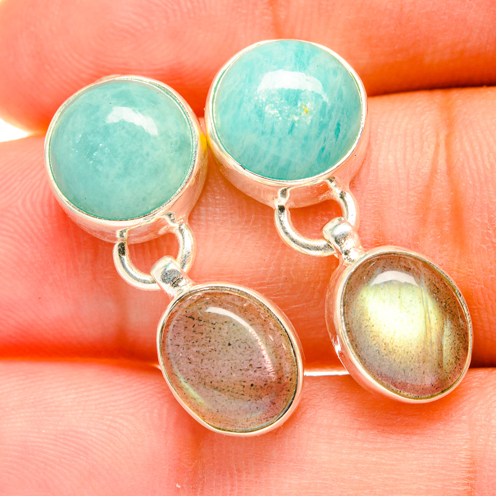 Peruvian Amazonite Earrings handcrafted by Anasilvercos - EARR417810