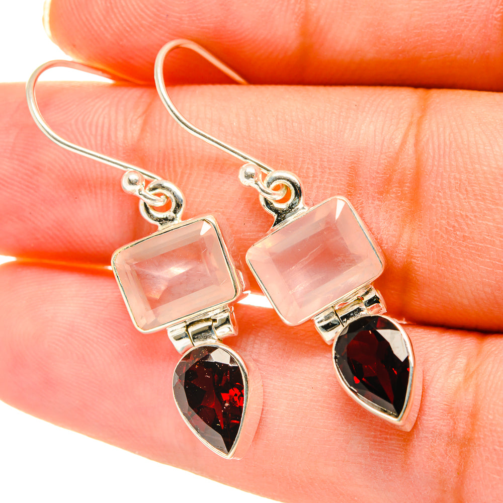 Rose Quartz Earrings handcrafted by Anasilvercos - EARR417823