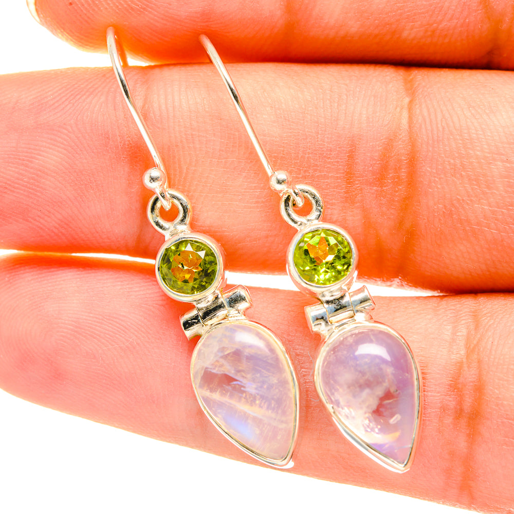 Rainbow Moonstone Earrings handcrafted by Anasilvercos - EARR417843