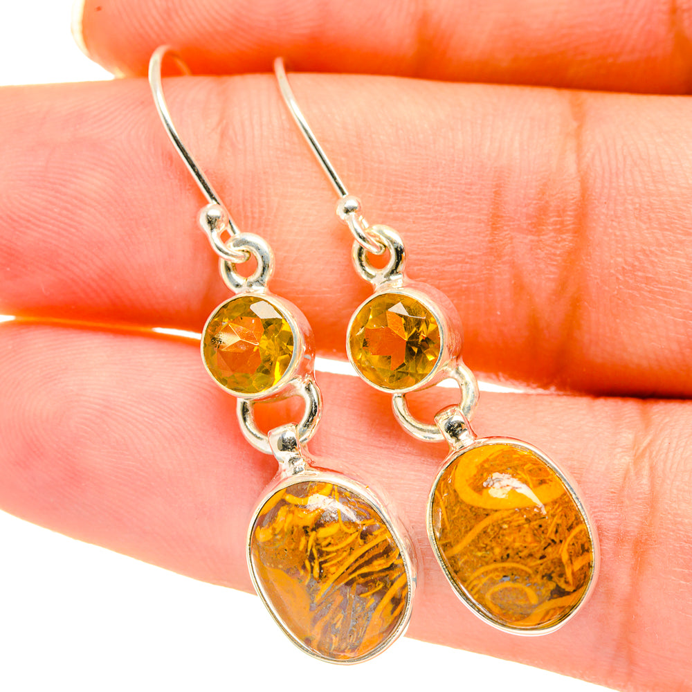 Palm Wood Jasper Earrings handcrafted by Anasilvercos - EARR417844