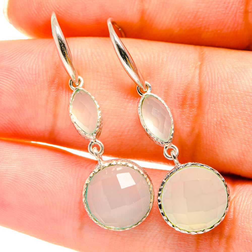 Aqua Chalcedony Earrings handcrafted by Anasilvercos - EARR417872