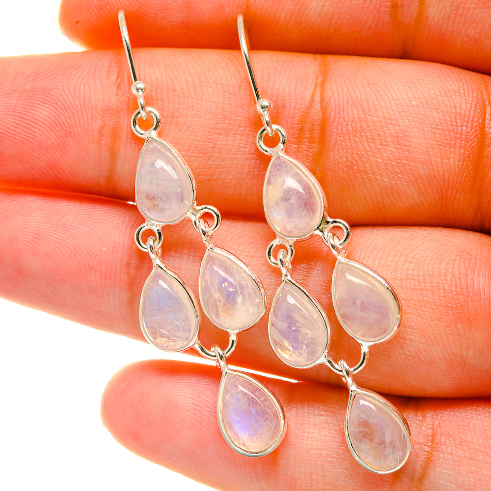 Rainbow Moonstone Earrings handcrafted by Anasilvercos - EARR417884