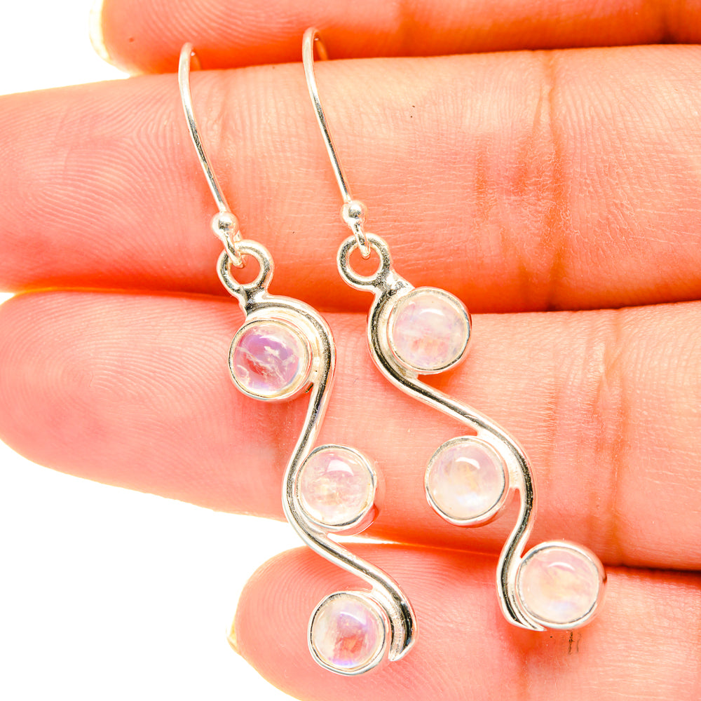 Rainbow Moonstone Earrings handcrafted by Anasilvercos - EARR417896
