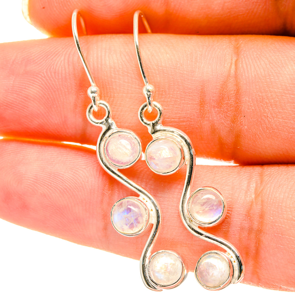 Rainbow Moonstone Earrings handcrafted by Anasilvercos - EARR417924