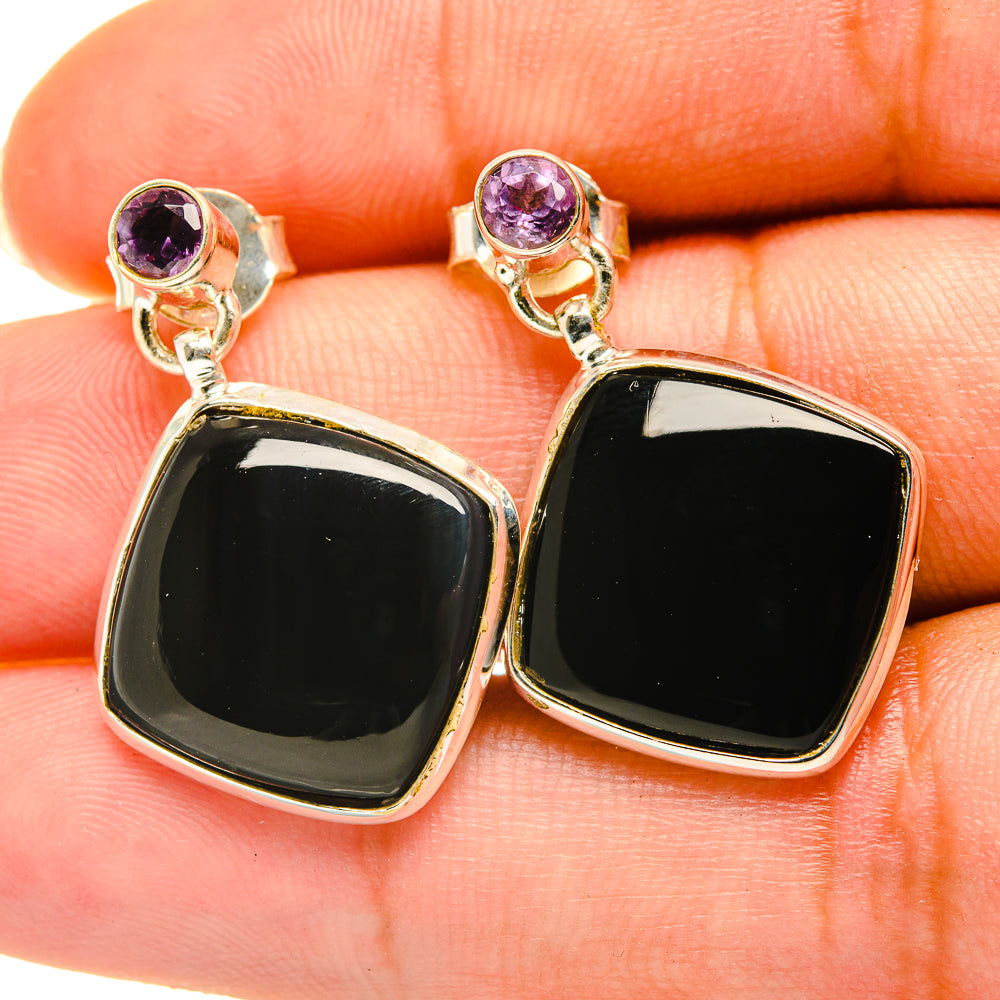 Black Onyx Earrings handcrafted by Anasilvercos - EARR417943
