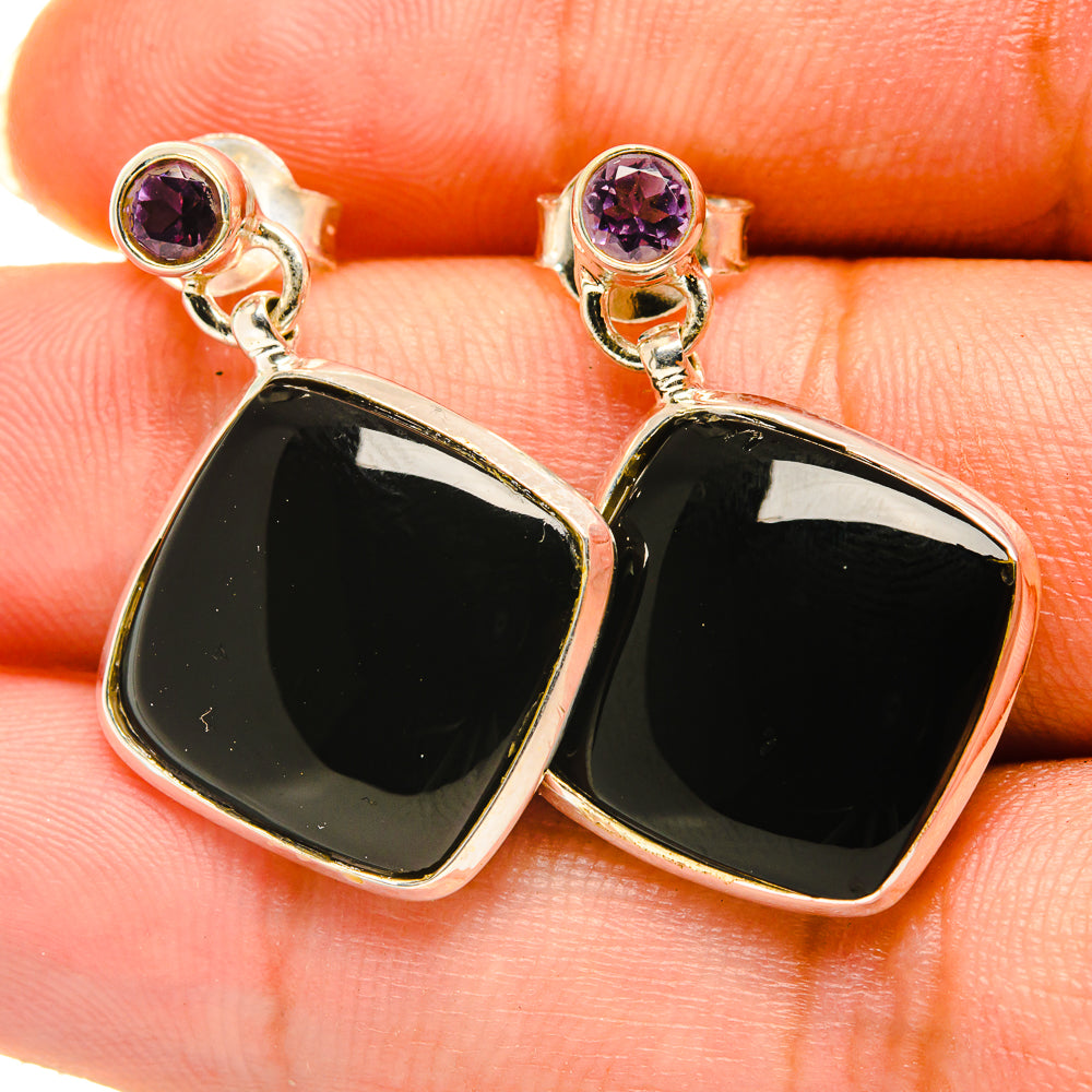 Black Onyx Earrings handcrafted by Anasilvercos - EARR417975