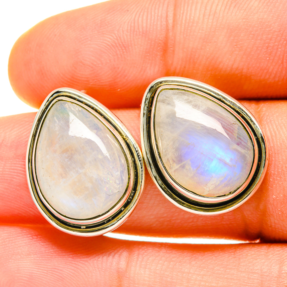 Rainbow Moonstone Earrings handcrafted by Anasilvercos - EARR418003
