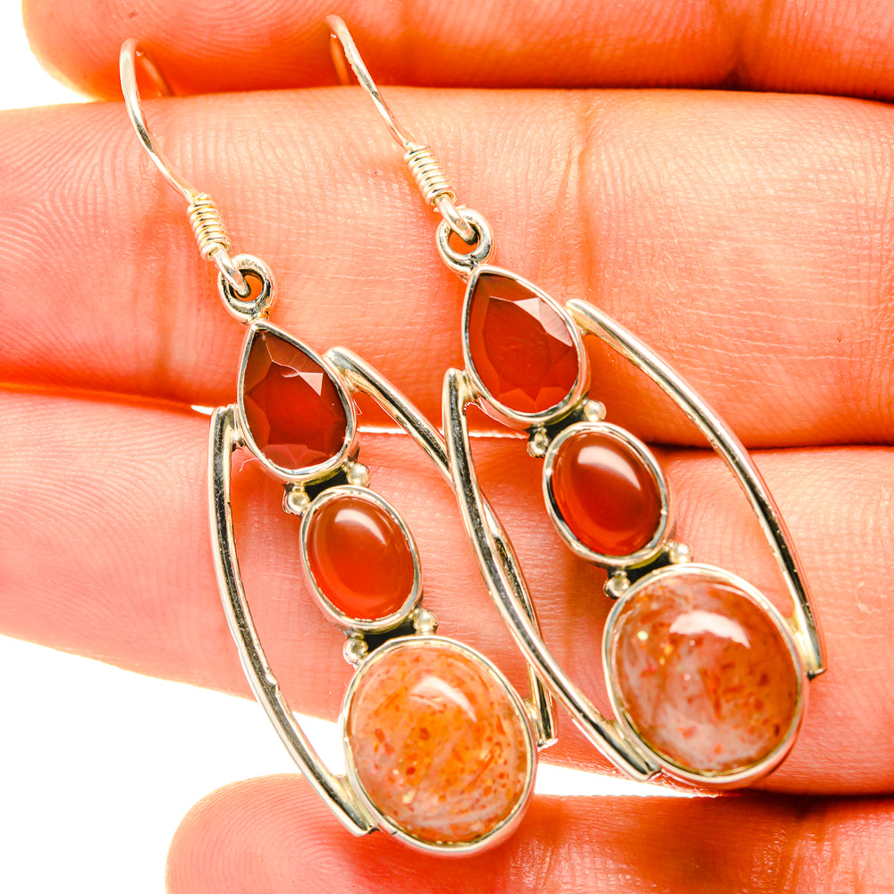 Sunstone Earrings handcrafted by Anasilvercos - EARR418016