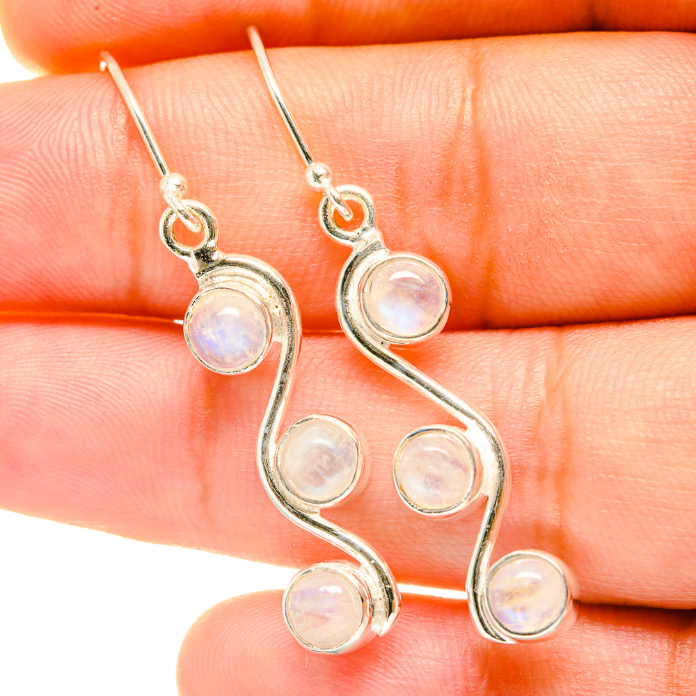 Rainbow Moonstone Earrings handcrafted by Anasilvercos - EARR418024