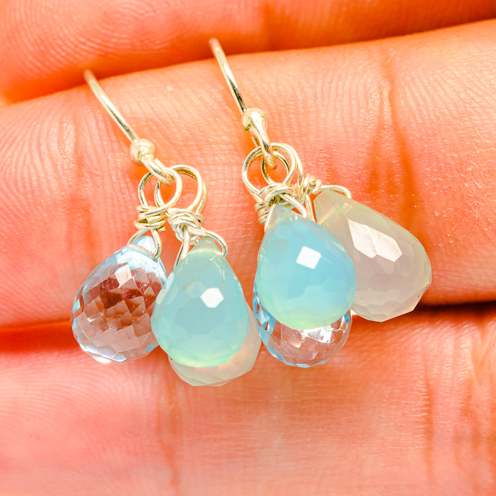 Aqua Chalcedony Earrings handcrafted by Anasilvercos - EARR418036