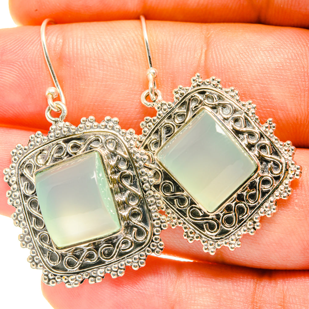Aqua Chalcedony Earrings handcrafted by Anasilvercos - EARR418040