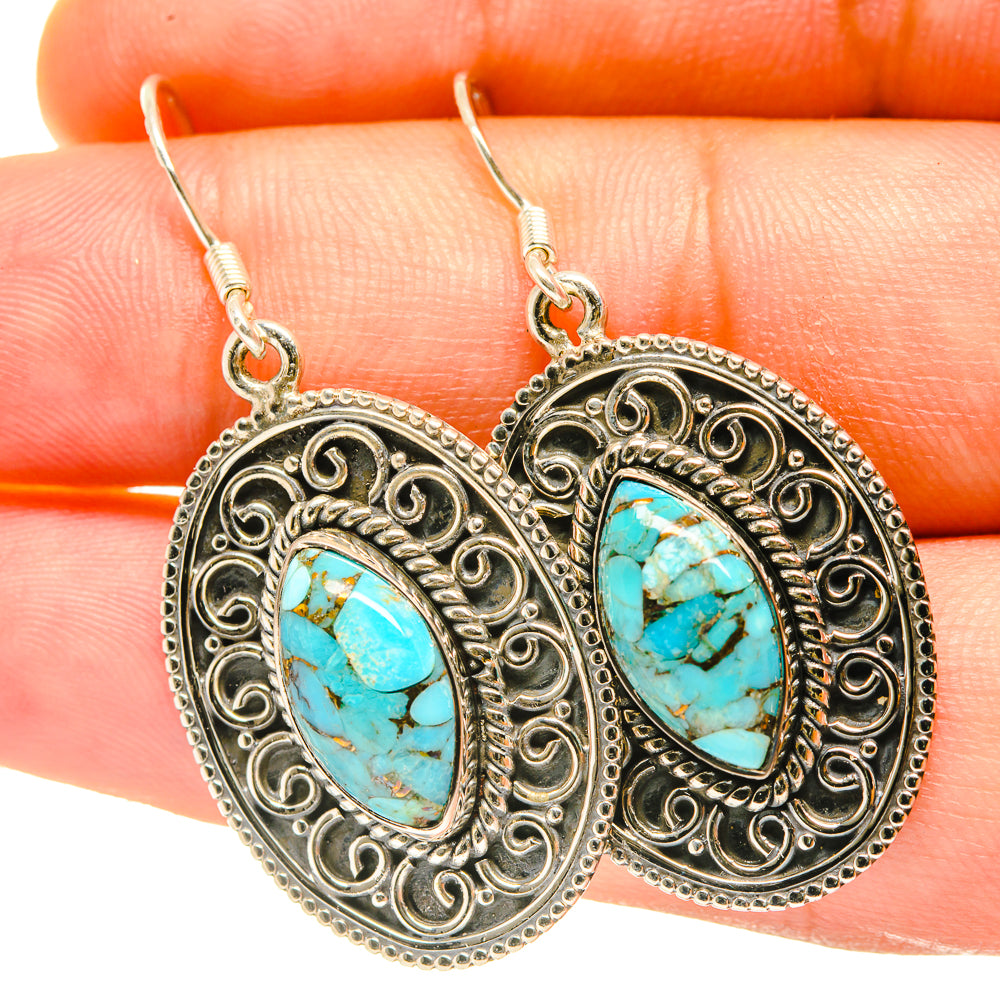 Blue Copper  Composite Turquoise Earrings handcrafted by Anasilvercos - EARR418046