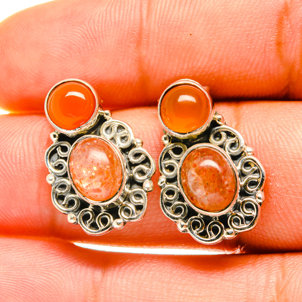 Sunstone Earrings handcrafted by Anasilvercos - EARR418050