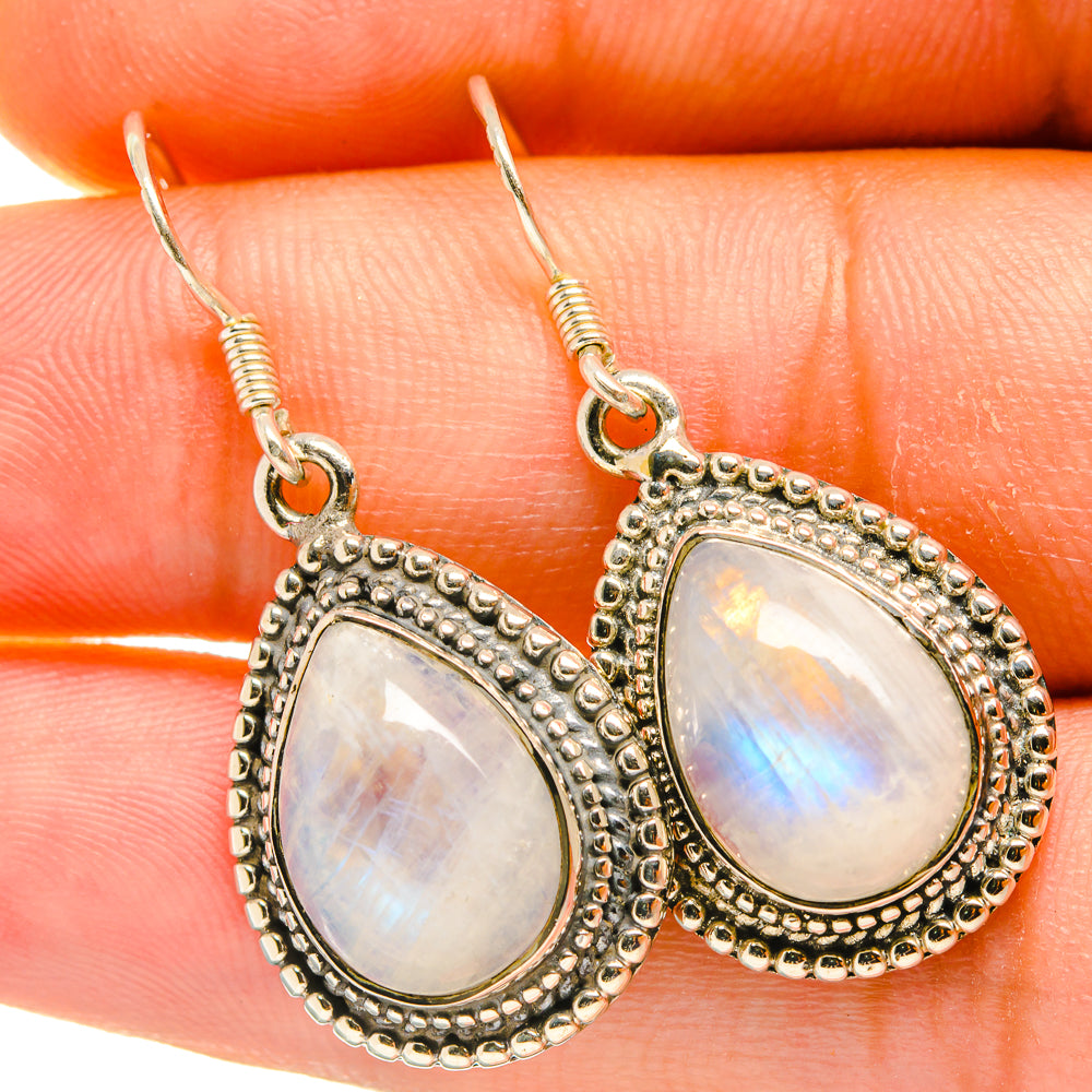 Rainbow Moonstone Earrings handcrafted by Anasilvercos - EARR418072