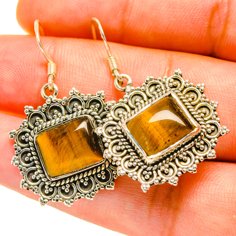 Tiger Eye Earrings handcrafted by Anasilvercos - EARR418082