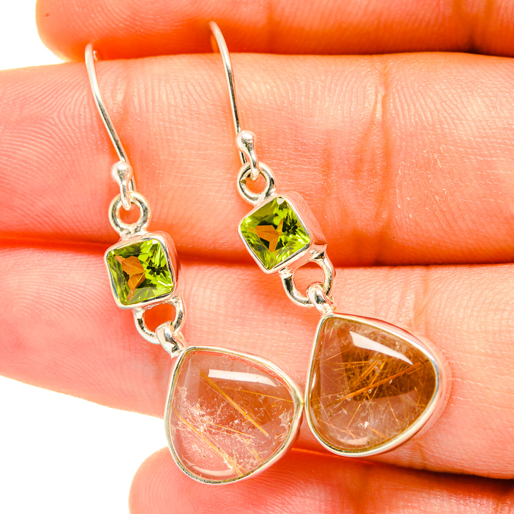 Rutilated Quartz, Peridot Earrings handcrafted by Anasilvercos - EARR418090