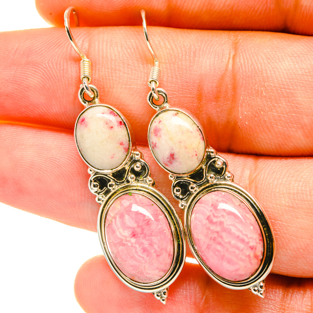 Rhodochrosite, Thulite Earrings handcrafted by Anasilvercos - EARR418096