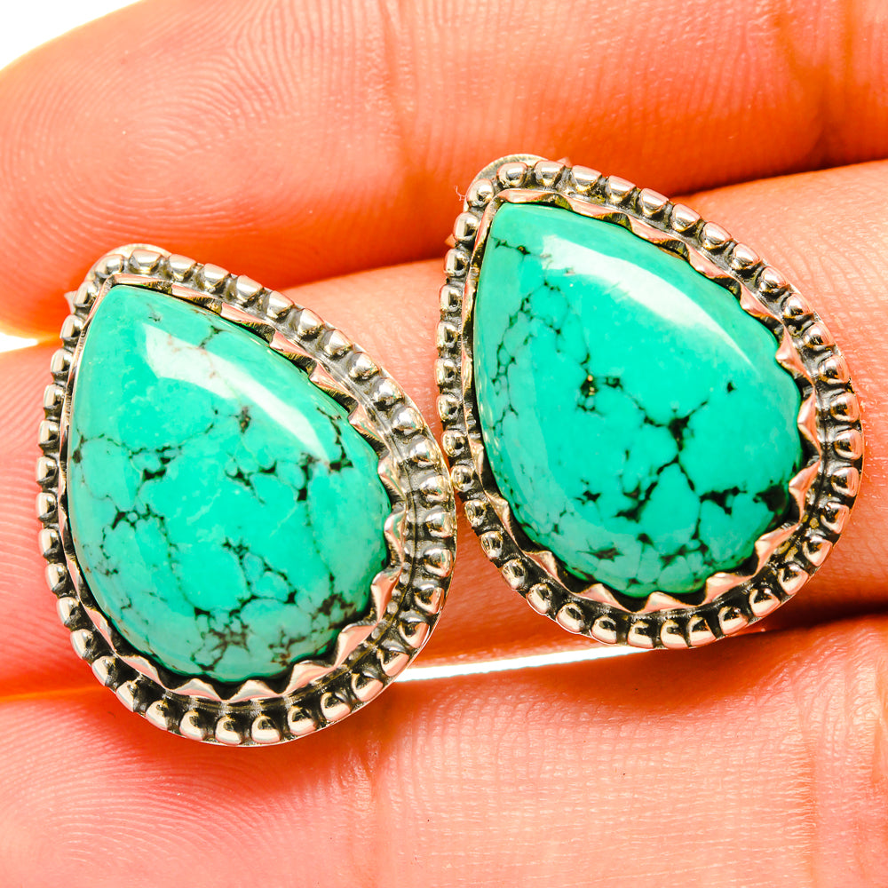 Tibetan Turquoise Earrings handcrafted by Anasilvercos - EARR418117