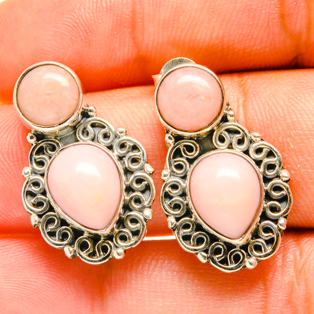 Pink Opal Earrings handcrafted by Anasilvercos - EARR418124
