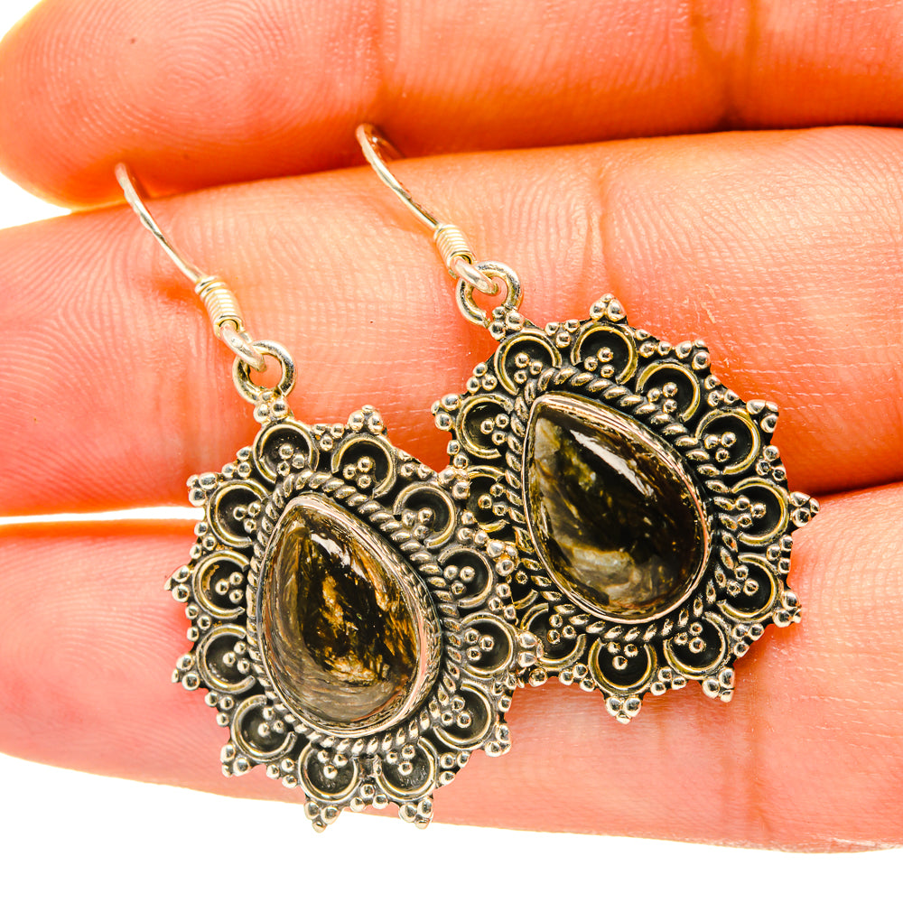 Golden Seraphinite Earrings handcrafted by Anasilvercos - EARR418130