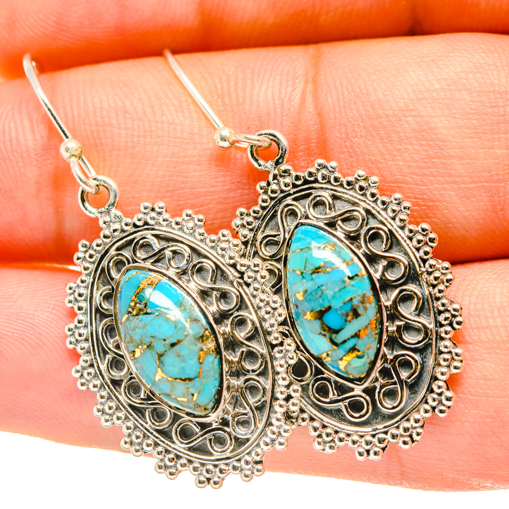 Blue Copper Composite Turquoise Earrings handcrafted by Anasilvercos - EARR418137