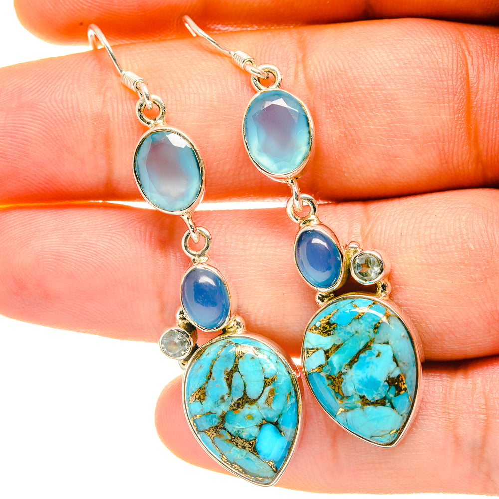 Blue Copper Composite Turquoise Earrings handcrafted by Anasilvercos - EARR418139
