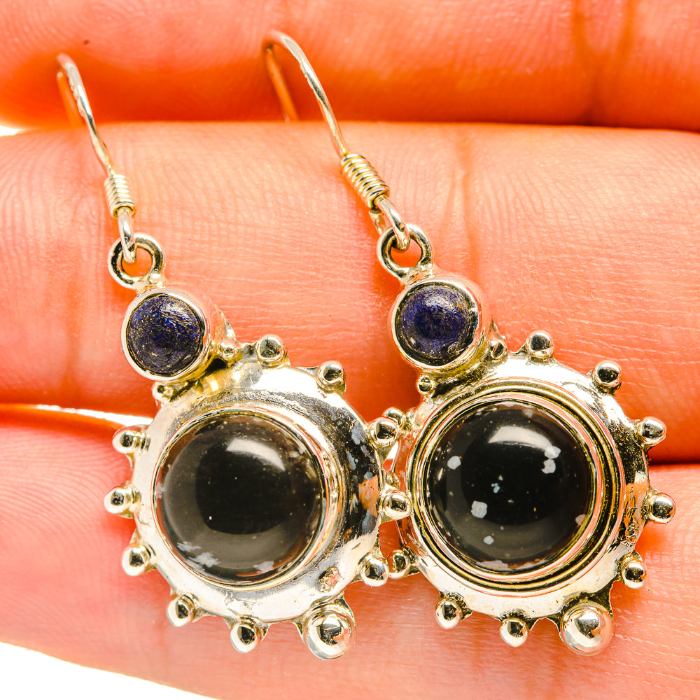 Snowflake Obsidian Earrings handcrafted by Anasilvercos - EARR418148