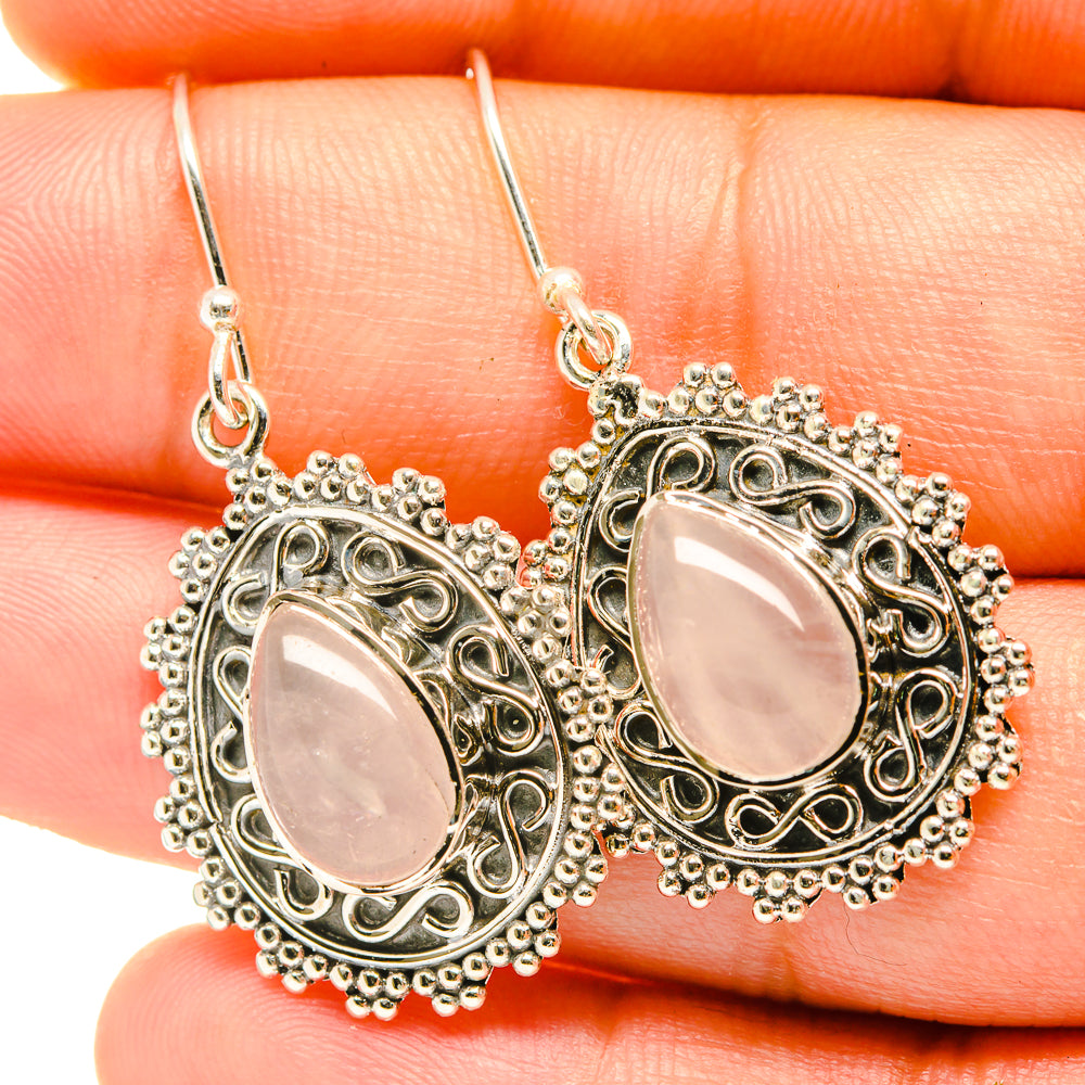 Rose Quartz Earrings handcrafted by Anasilvercos - EARR418181