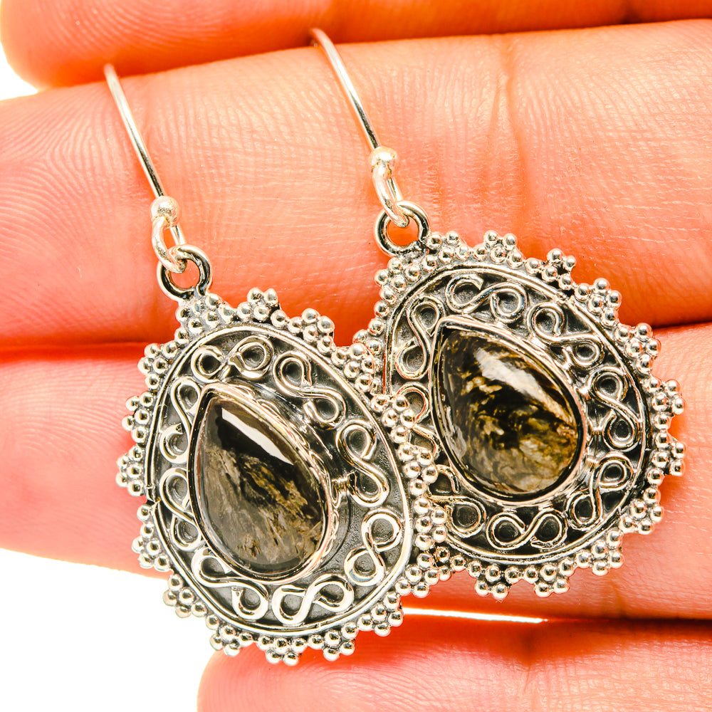 Golden Seraphinite Earrings handcrafted by Anasilvercos - EARR418191