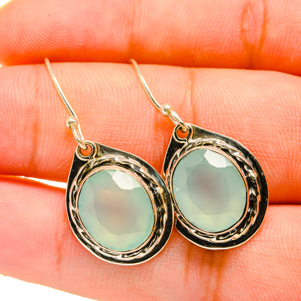 Aqua Chalcedony Earrings handcrafted by Anasilvercos - EARR418214
