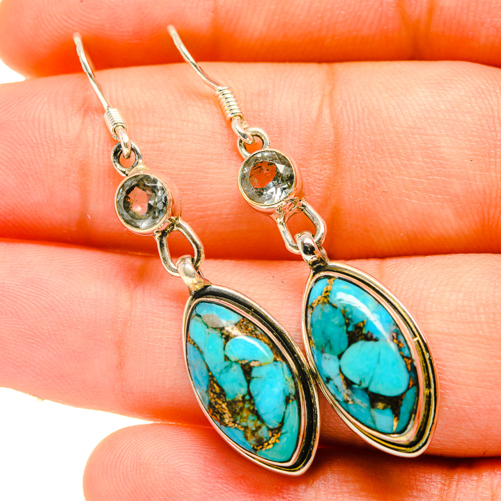 Blue Copper Composite Turquoise Earrings handcrafted by Anasilvercos - EARR418242
