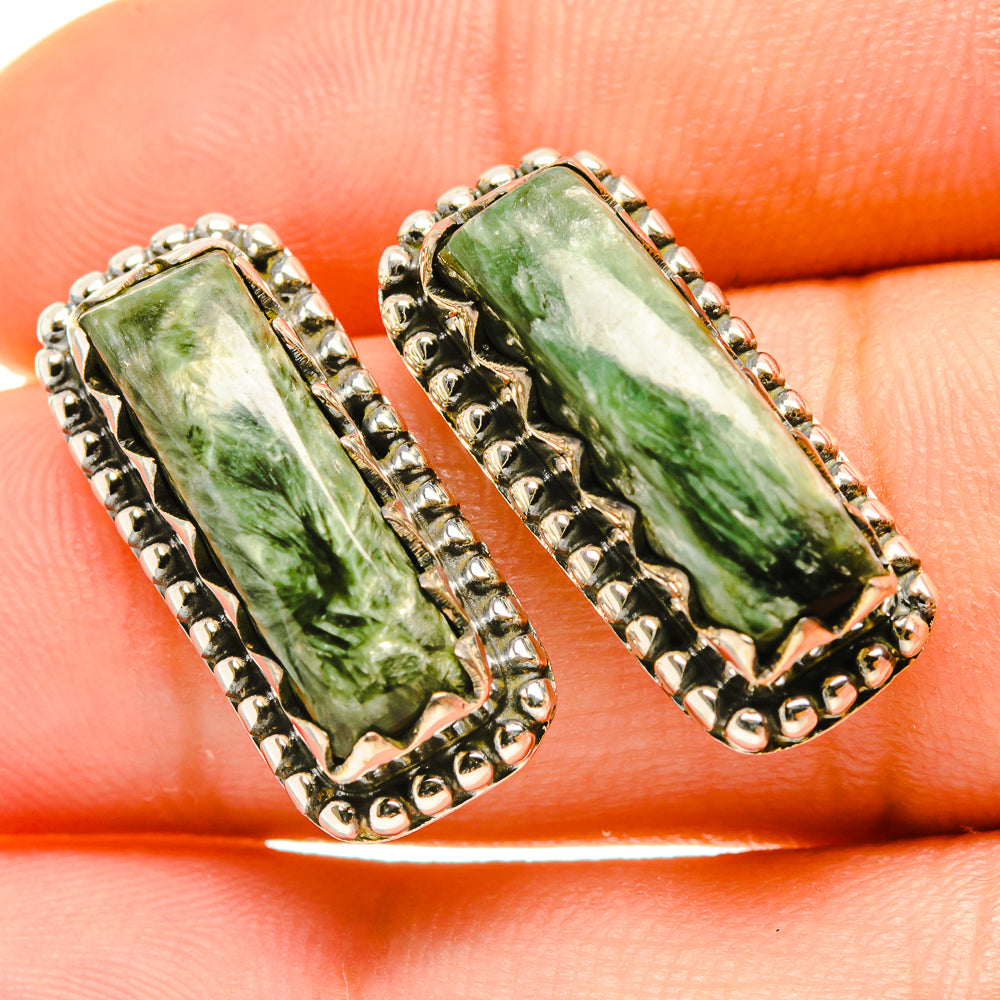 Seraphinite Earrings handcrafted by Anasilvercos - EARR418248