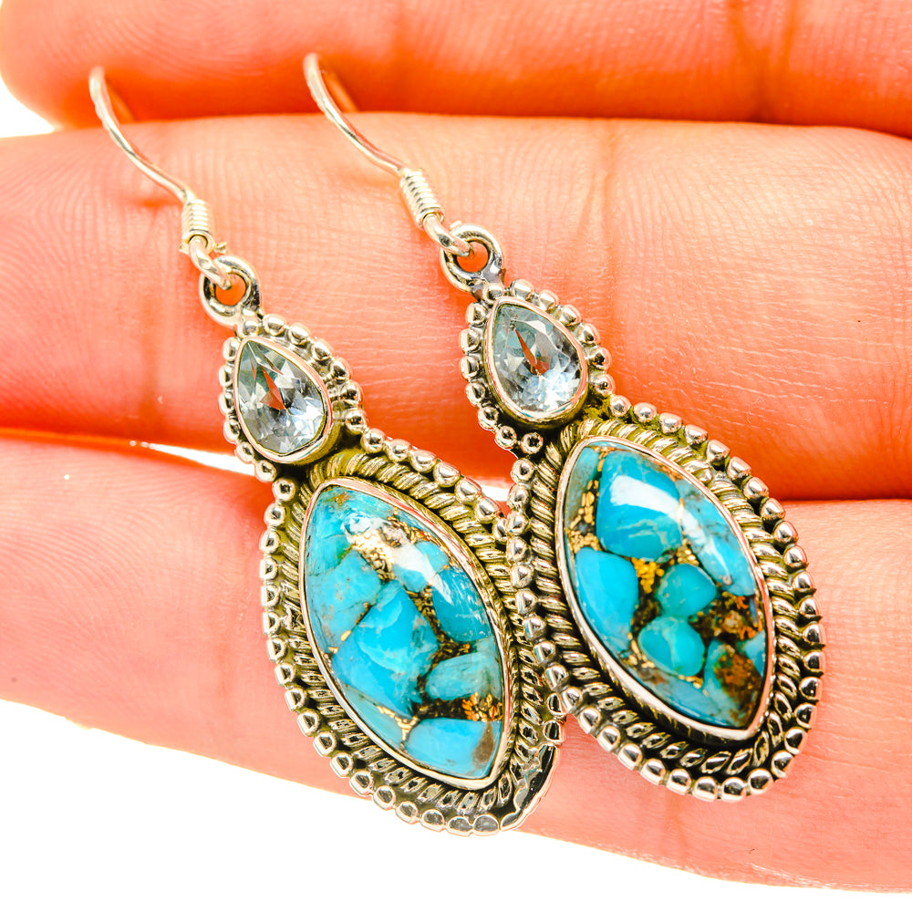 Blue Copper Composite Turquoise Earrings handcrafted by Anasilvercos - EARR418249
