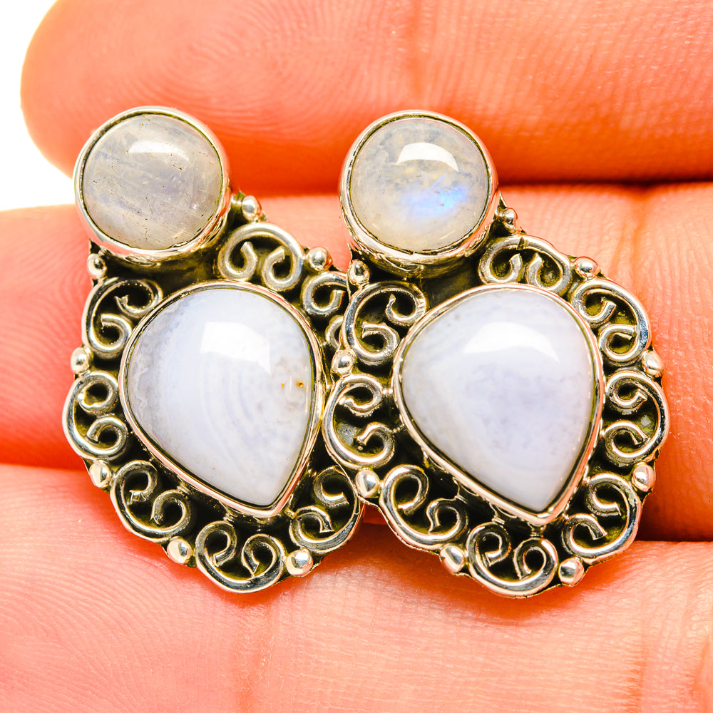 Blue Lace Agate Earrings handcrafted by Anasilvercos - EARR418252