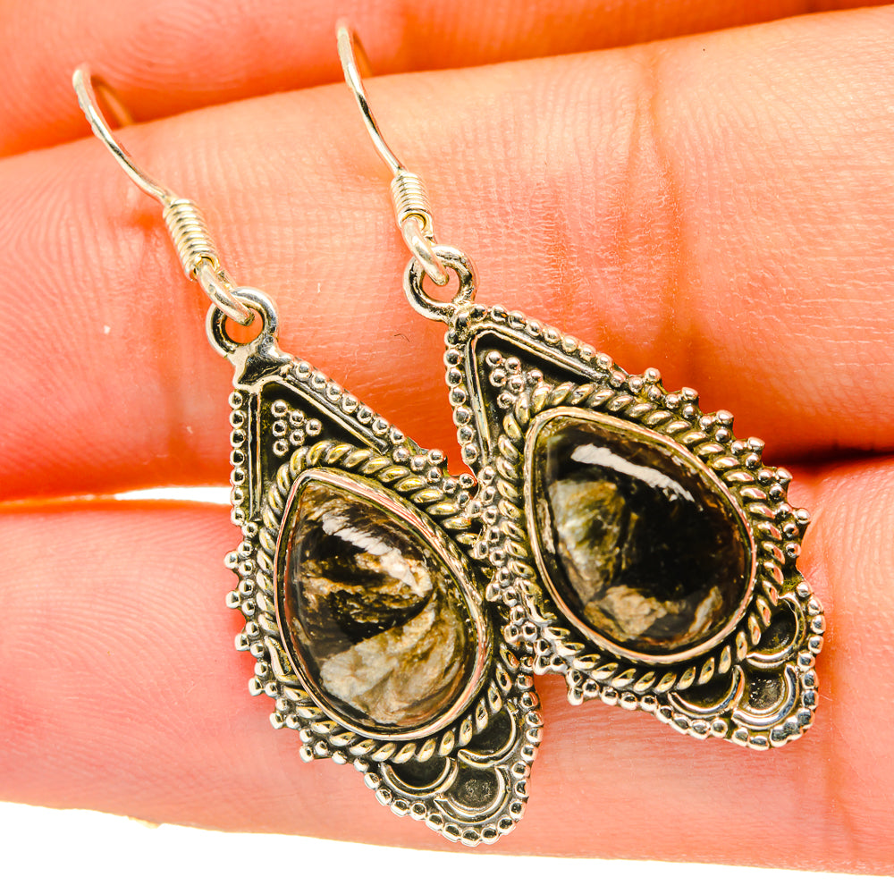 Golden Seraphinite Earrings handcrafted by Anasilvercos - EARR418257