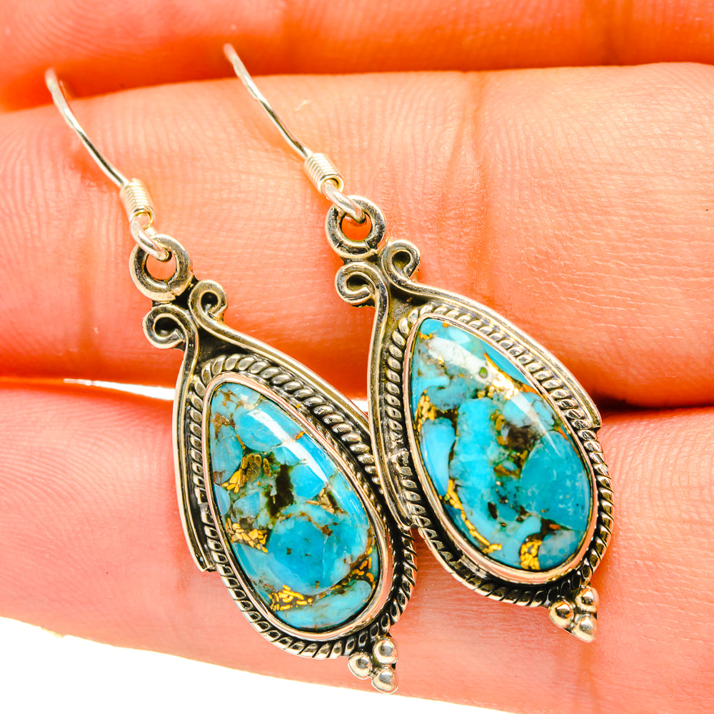 Blue Copper Composite Turquoise Earrings handcrafted by Anasilvercos - EARR418263