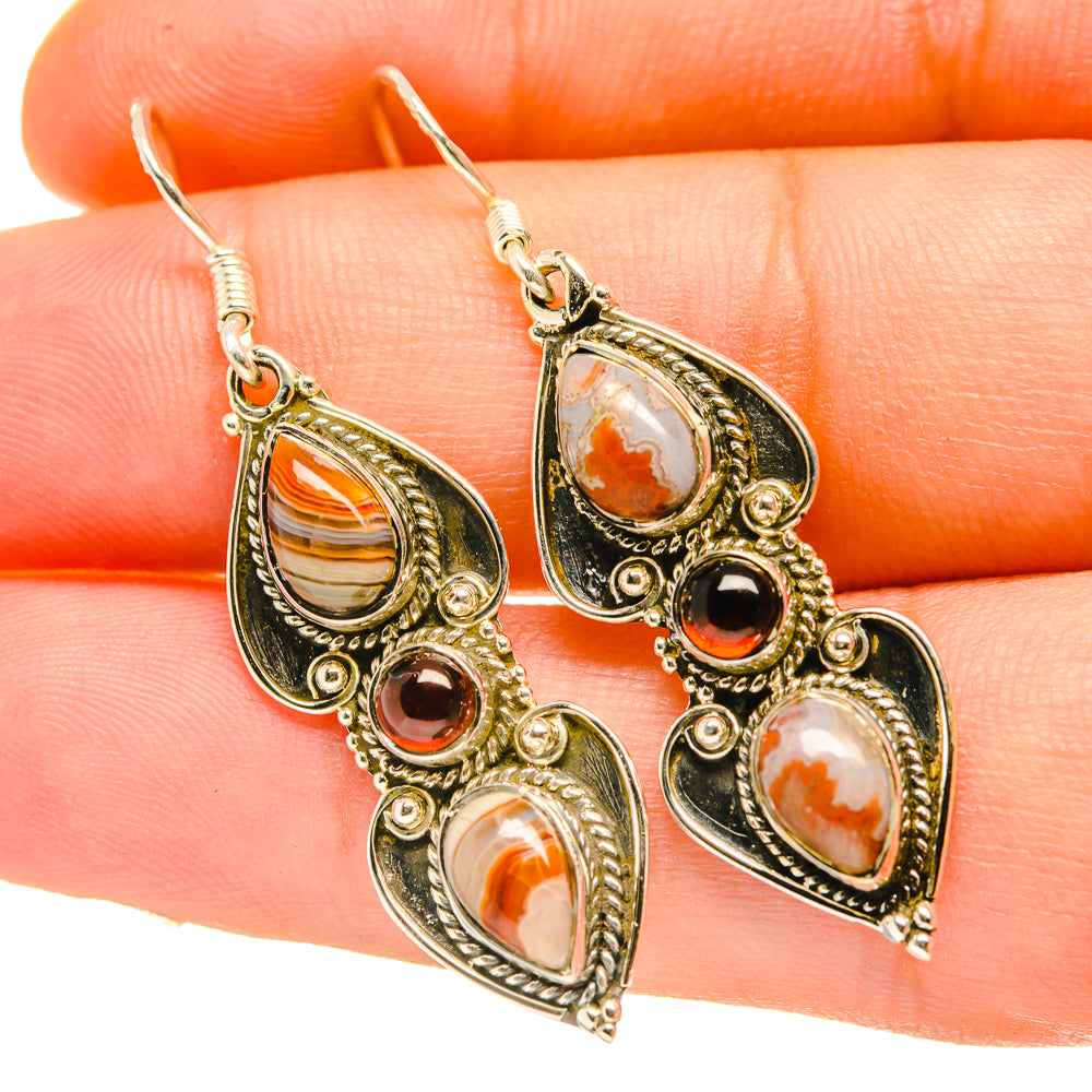 Crazy Lace Agate Earrings handcrafted by Anasilvercos - EARR418268