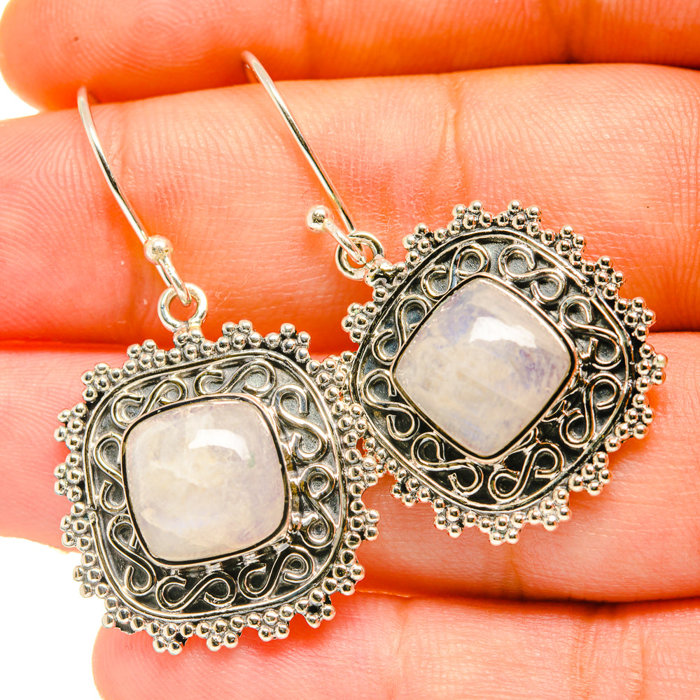 Rainbow Moonstone Earrings handcrafted by Anasilvercos - EARR418272