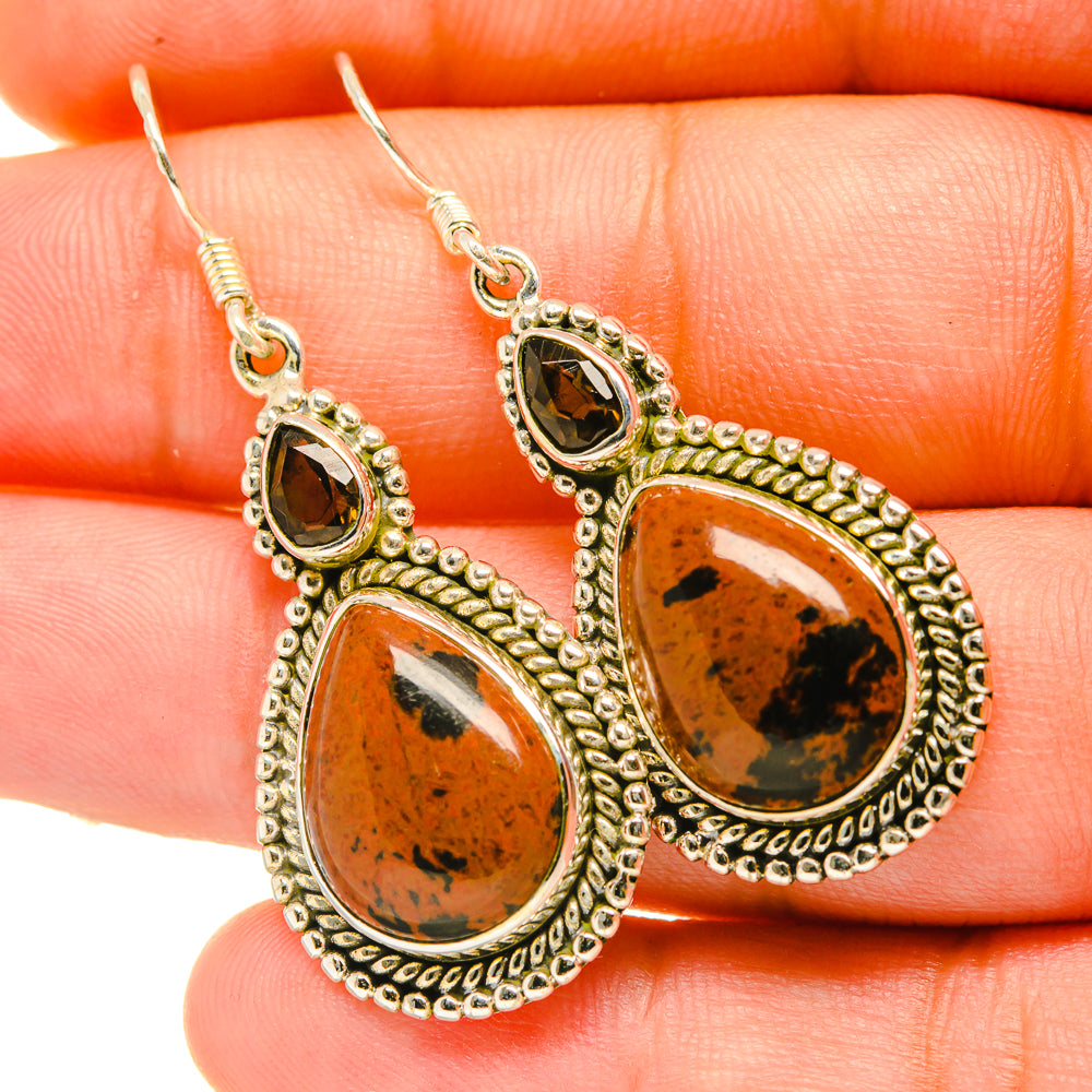 Mahogany Obsidian Earrings handcrafted by Anasilvercos - EARR418273