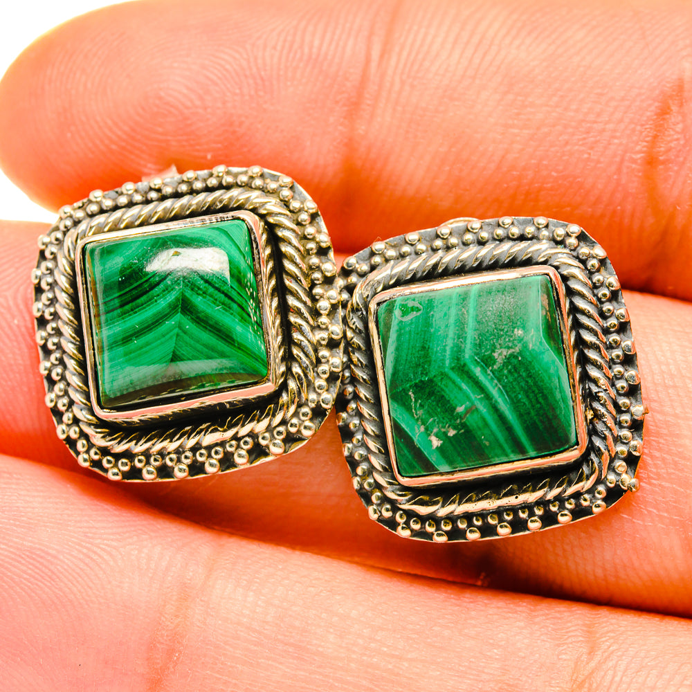 Malachite Earrings handcrafted by Anasilvercos - EARR418274