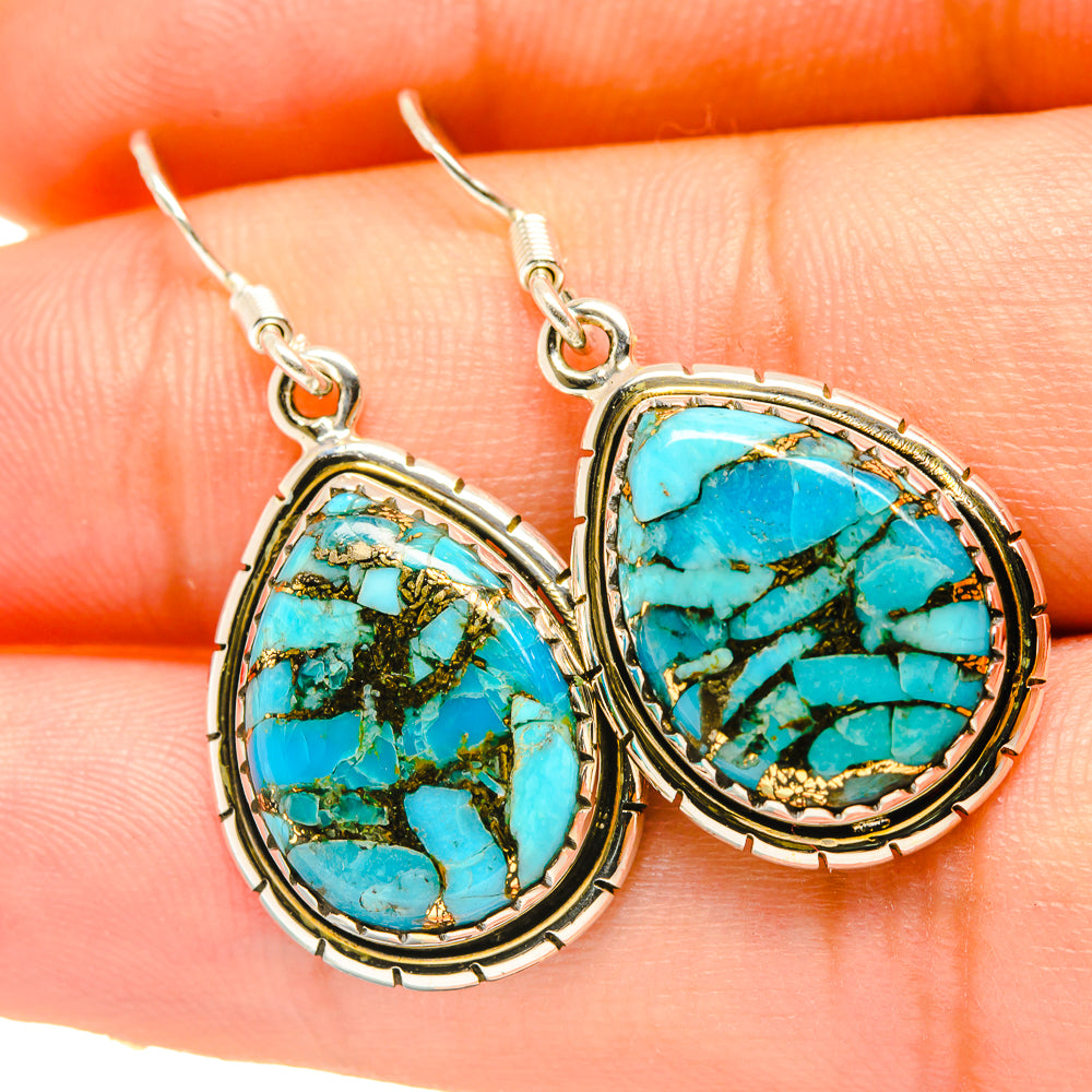 Blue Copper Composite Turquoise Earrings handcrafted by Anasilvercos - EARR418277