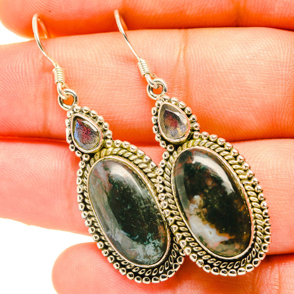 Green Moss Agate Earrings handcrafted by Anasilvercos - EARR418279