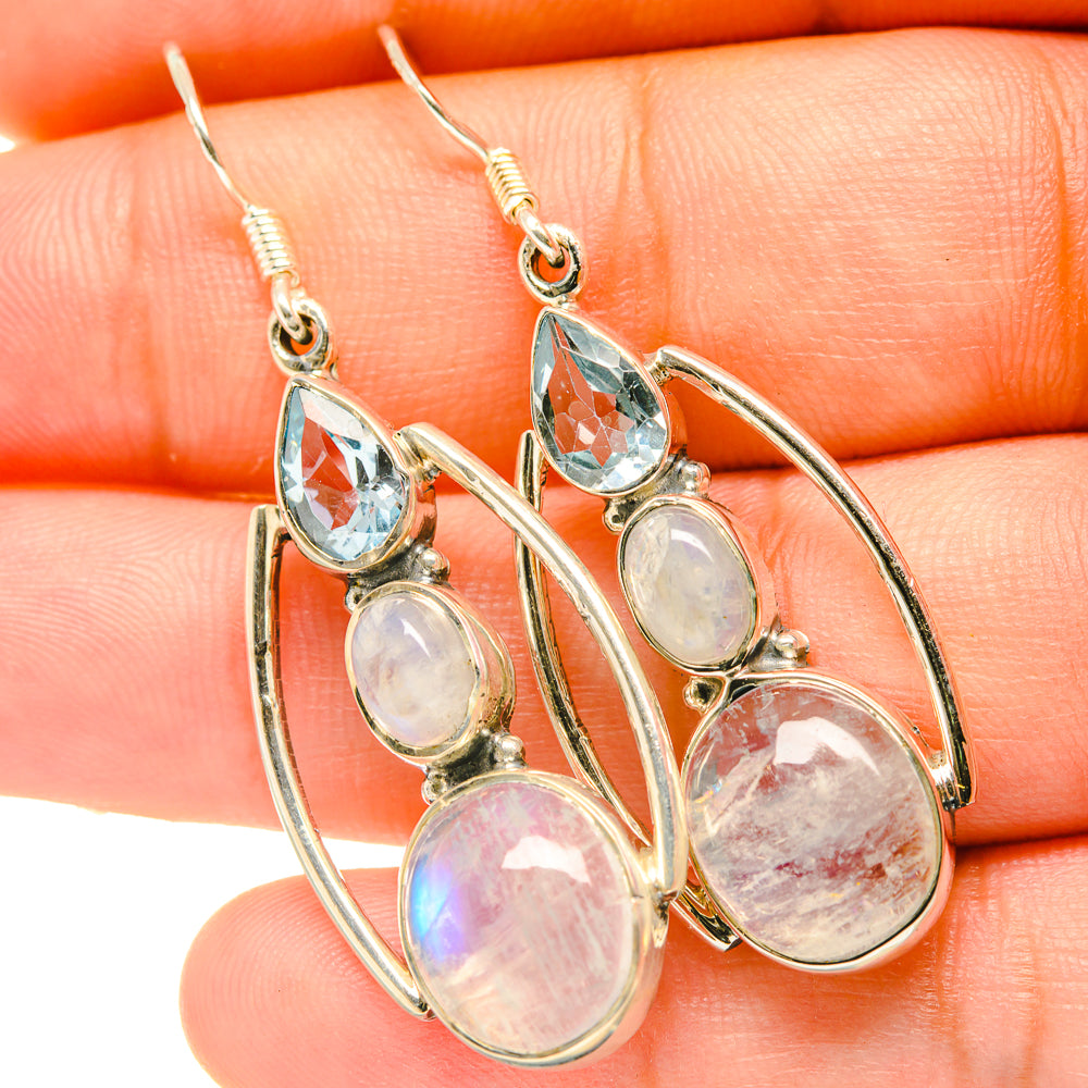 Rainbow Moonstone Earrings handcrafted by Anasilvercos - EARR418280