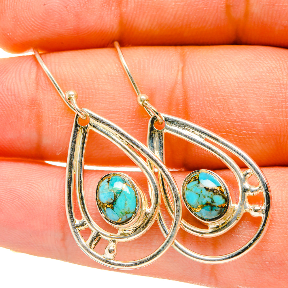 Blue Copper Composite Turquoise Earrings handcrafted by Anasilvercos - EARR418286