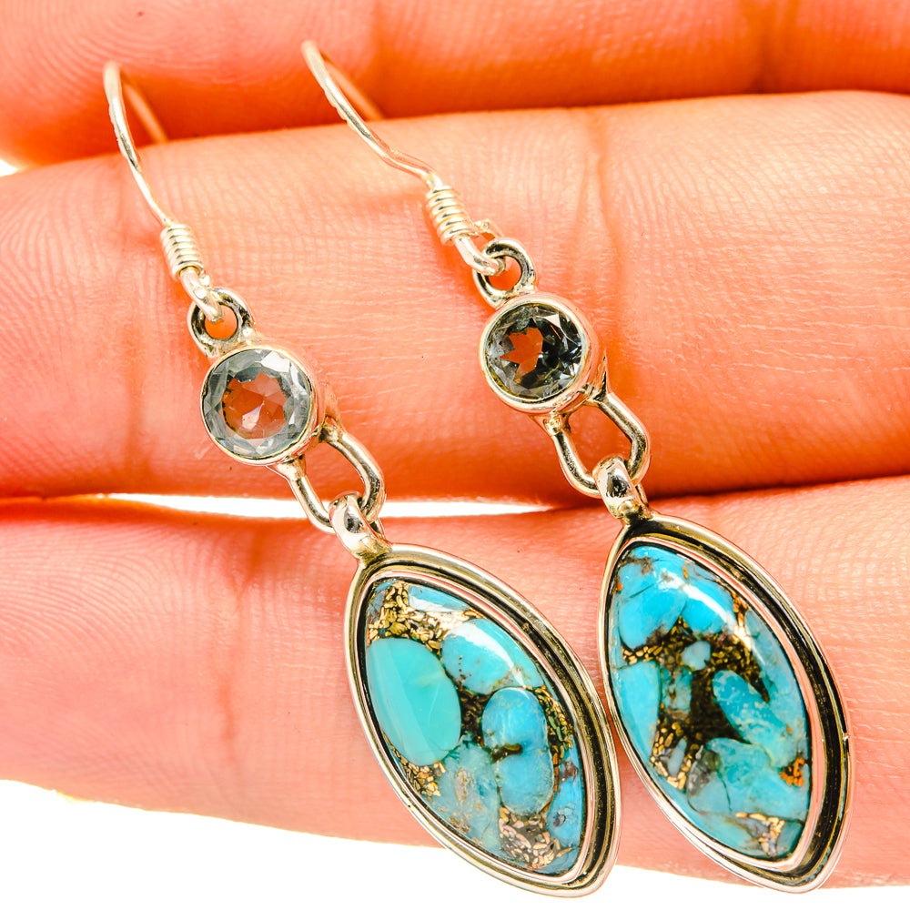 Blue Copper Composite Turquoise Earrings handcrafted by Anasilvercos - EARR418293