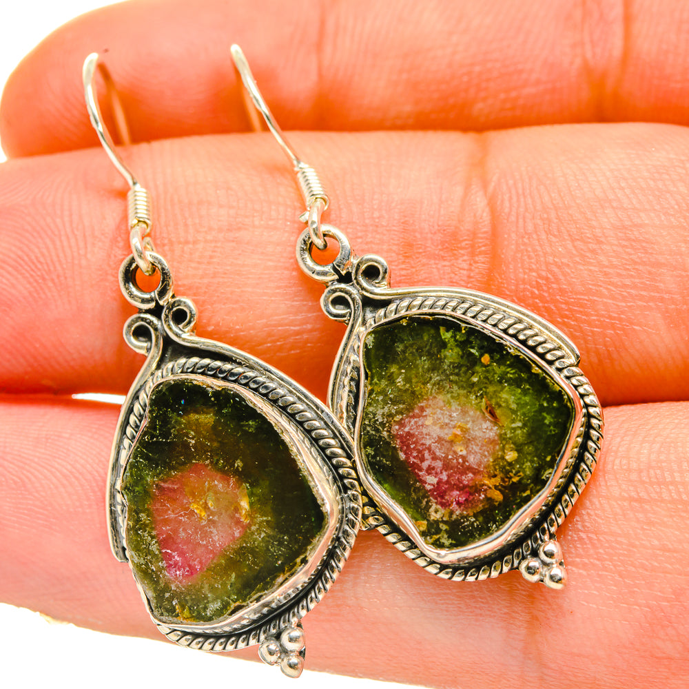 Watermelon Tourmaline Earrings handcrafted by Anasilvercos - EARR418318
