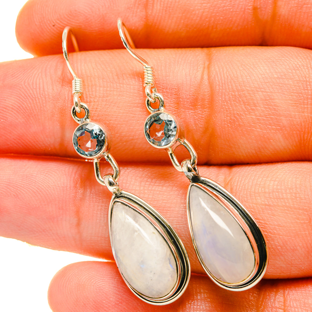 Rainbow Moonstone Earrings handcrafted by Anasilvercos - EARR418333